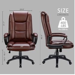 Gently Used Brown Leather Desk Chair 