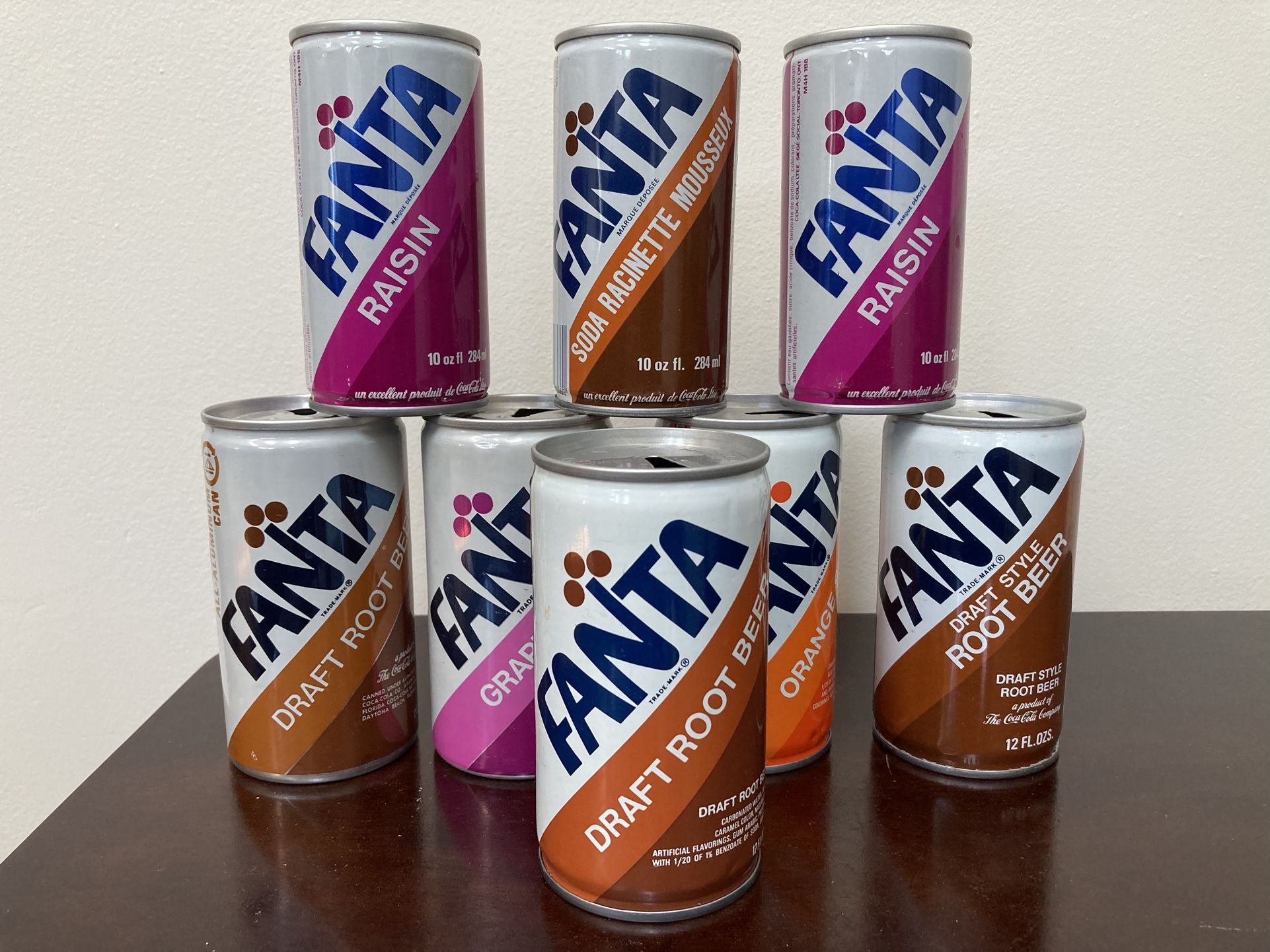 Vintage 1970’s Fanta Soda Pop Cans.