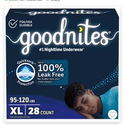 Goodnites XL $20 New Seal Box 
