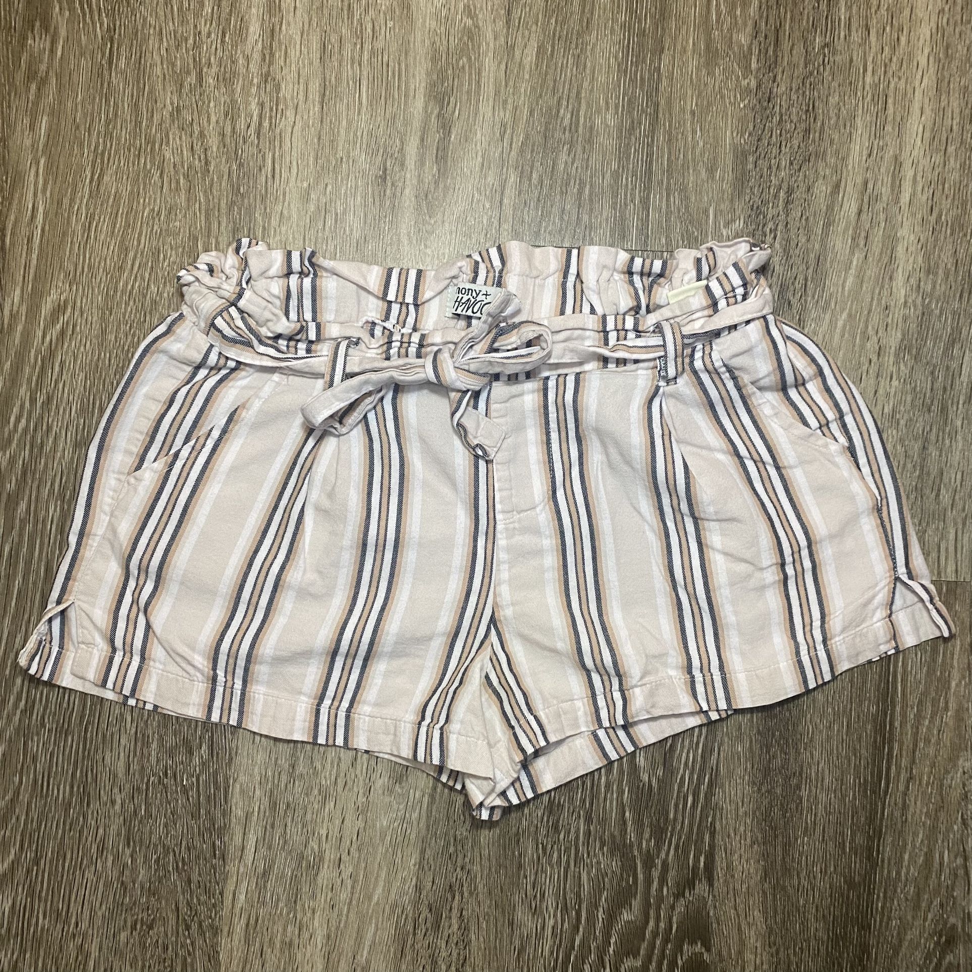 Womens Stripe Paperbag Shorts - 7