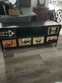 Vintage Route 66 Metal TV Stand Console