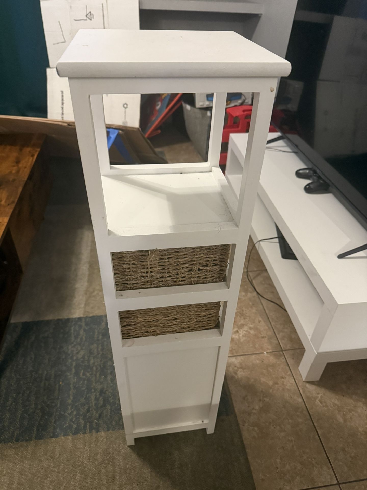 Narrow Tower Organizer with Woven Drawers