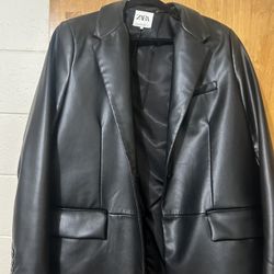 Black Leather Blazer 