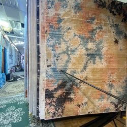 8x10 Area Rugs Carpet Rugs Abstract Desgin Thick Colors Blue Black Rust Gold 