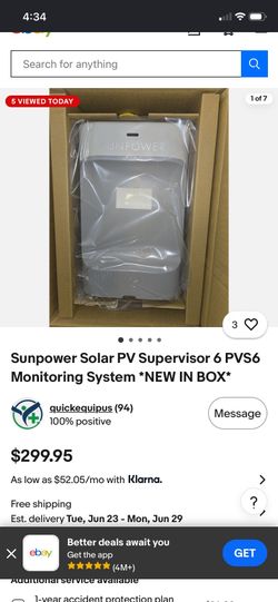 Sunpower Solar PV Supervisor 6 PVS6 Monitoring System