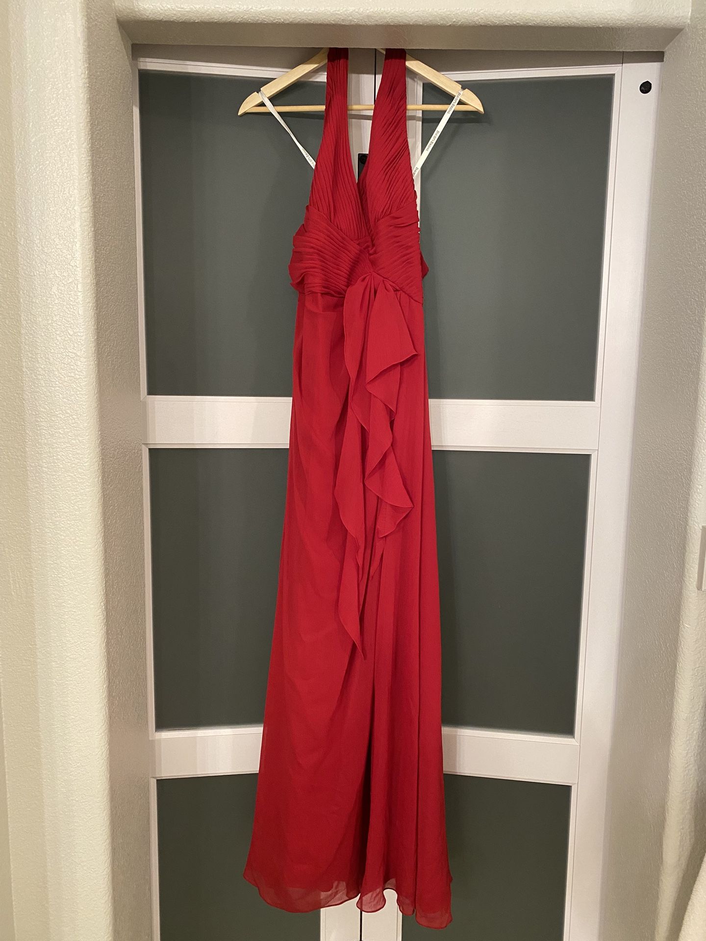 David’s Bridal Red Halter Bridesmaid Dress
