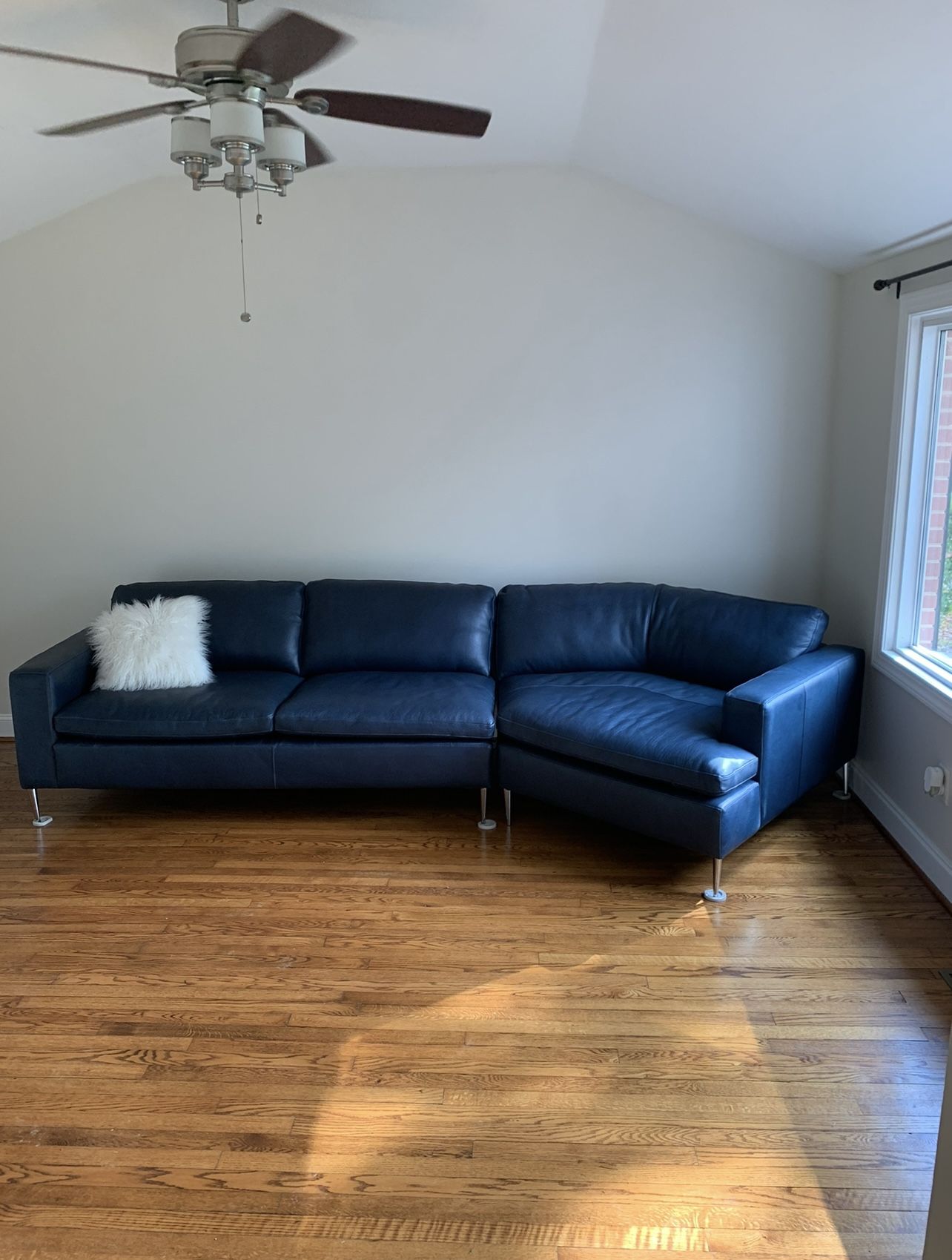 Blue Italian Leather Sectional