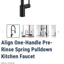 Kitchen Faucet Align Single Handle Pre-Rinse Spring Pull Down Sprayer Kitchen Faucet with MotionSense Wave in Matte Black MOEN