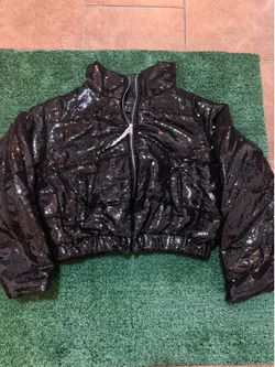 Sequin black puffer jacket