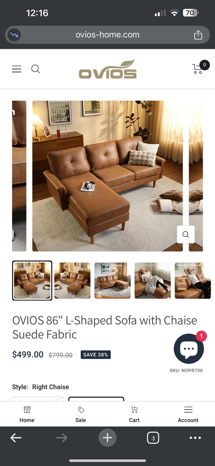 Brand New L Shaped Faux Leather Brown Couch