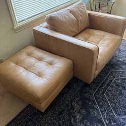 Deep seated lounge chair and ottoman