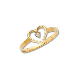 14K Heart CZ Ring | Solid Yellow Gold Love by Tehrani Jewelry