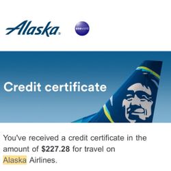 Alaska Airline Voucher For $227