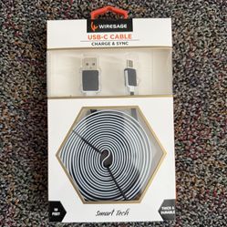 USB-A to USB-C Flat Cable for Charging & Data Syncing [NEW; 10 ft]