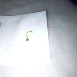 Gold Plated Emerald Corkscrew Nose Ring