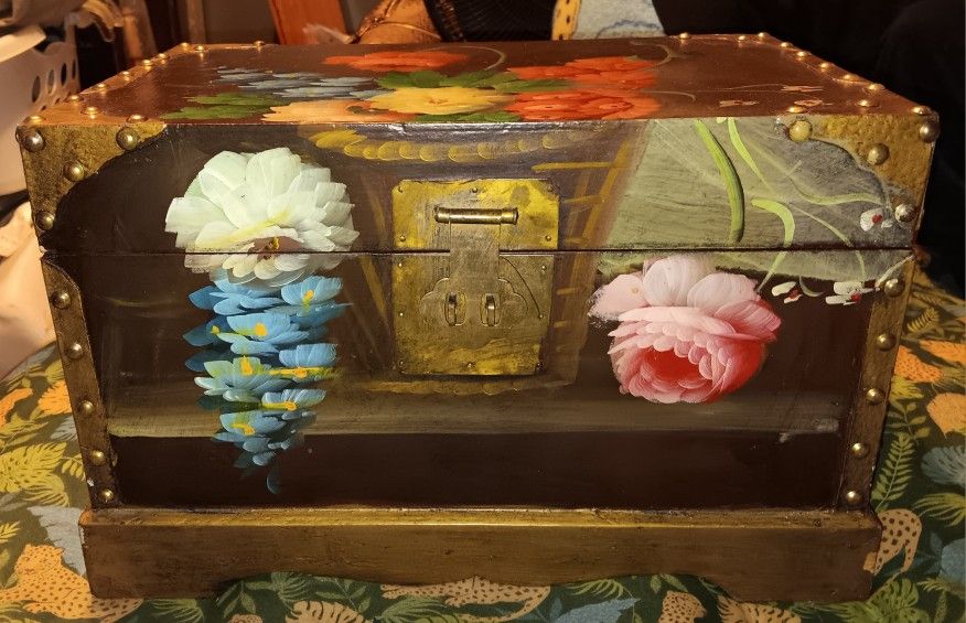 Wooden And metal lock box with identical smaller lock box