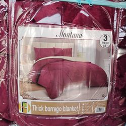 Queen Sherpa Blankets 3pcs