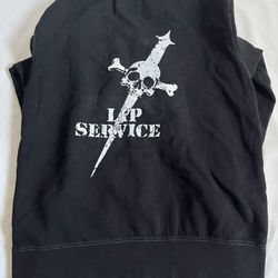 Lip Service Goth Emo Black Distressed Grunge Hoodie Sweater New Large (fits like Med)