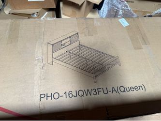 Brand New Queen Bed Frame with Storage Headboard & Charging Station