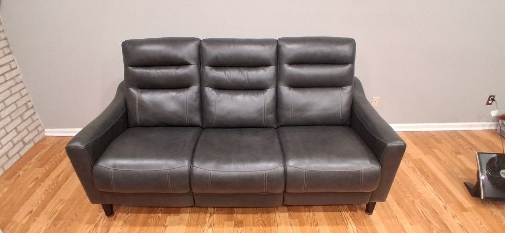 Black Genuine Leather Recliner Sofas (2)