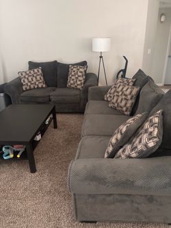 Gray Fabric Sofa and Loveseat Set