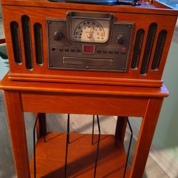 Crosley Vinyl Record Player CD Cassette AM/FM Radio Model CR 74  With Cabinet 