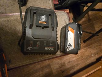 RIDGID 18V Lithium-Ion Charger and 4Ah Battery