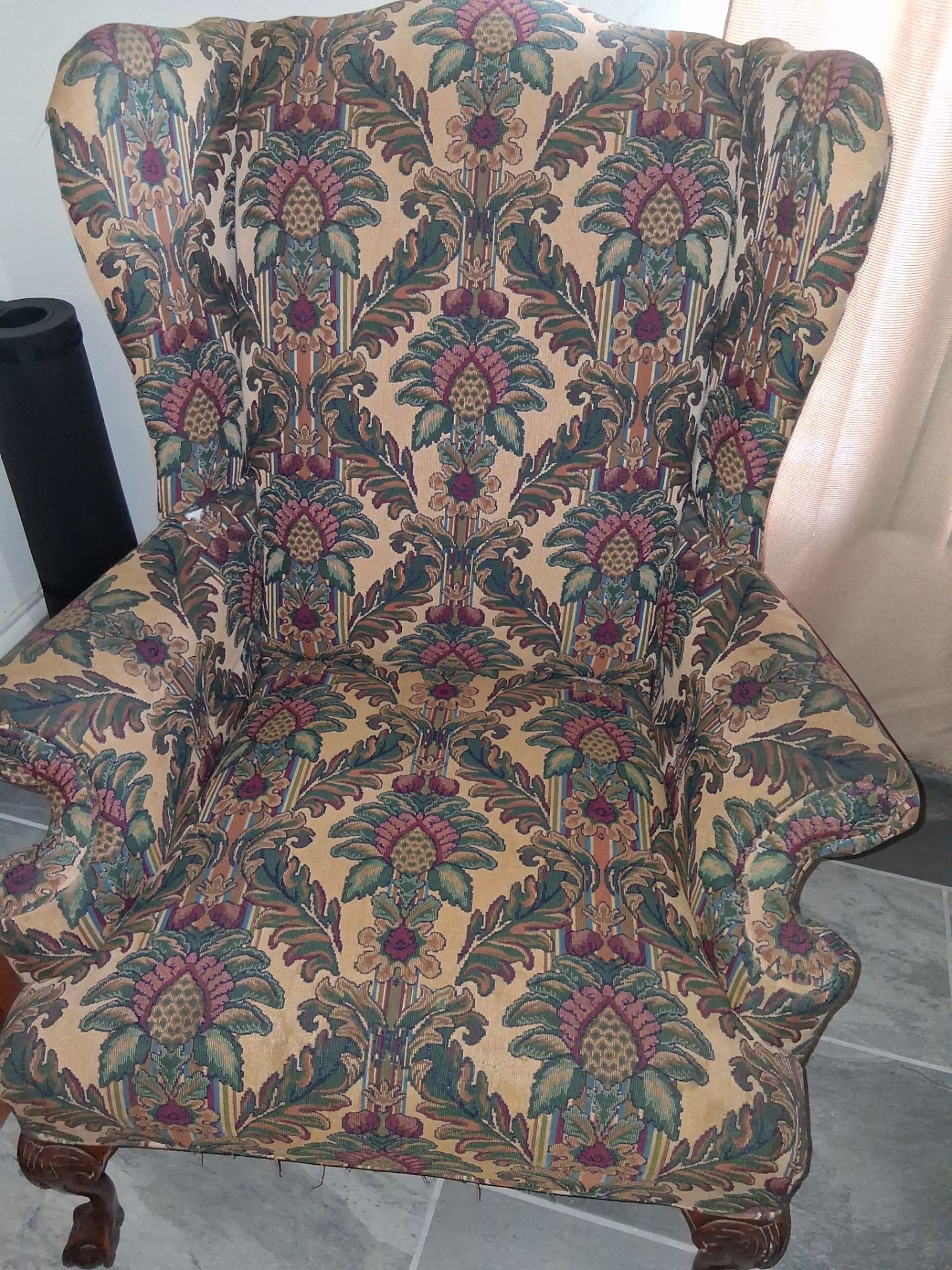 Queen Anne-style wingback chair