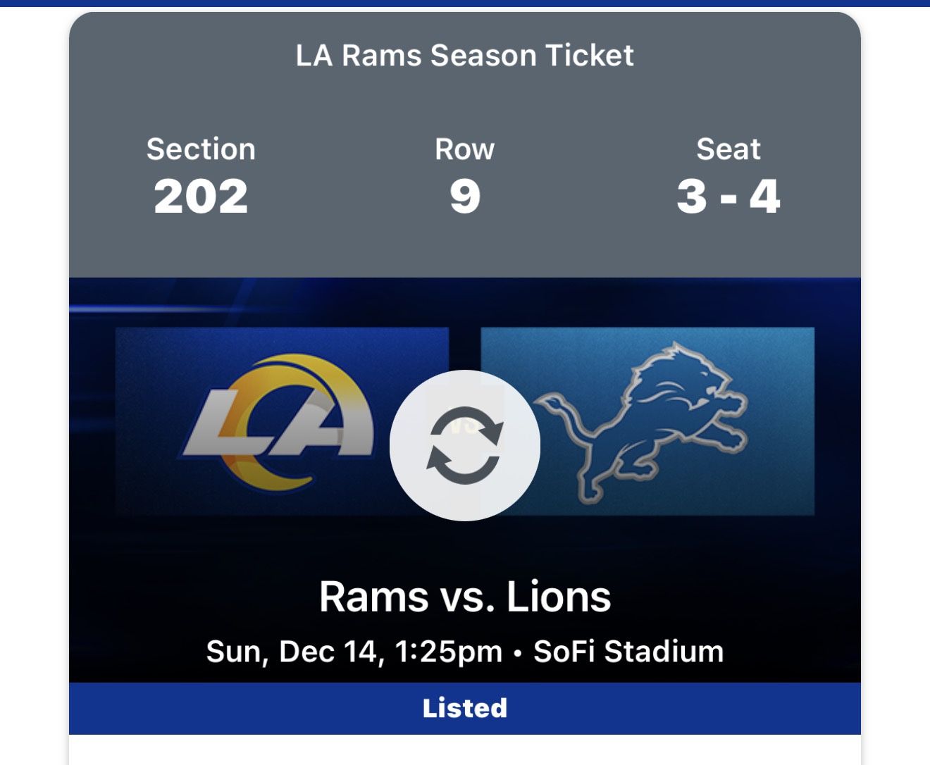 Rams Vs Lions Football Game Tickets