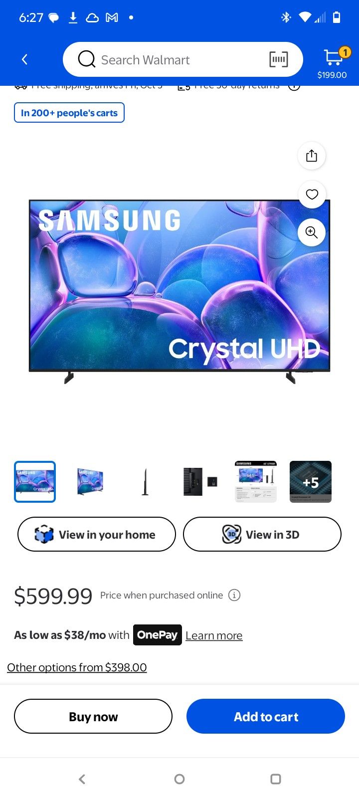 Samsung 75 In 4k Crystal Uhd