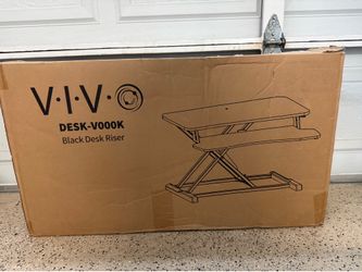 VIVO Black Height Adjustable Standing Desk Monitor Riser 32" Sit Stand Tabletop