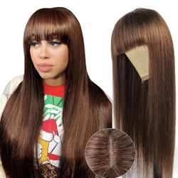 Brown Human Hair Wig 180% Density 