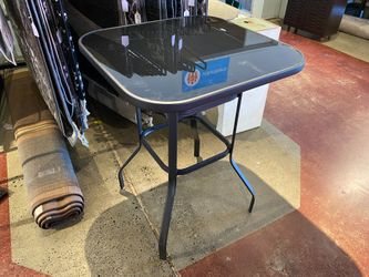 Outdoor Bar Table with Black Glass Top