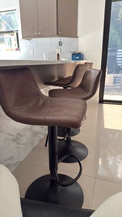 4 brown leather barstool adjustable height