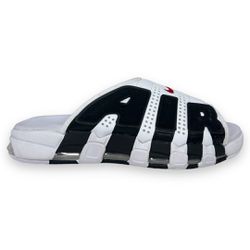 Nike Air More Uptempo Slides White Red Black FB7815-100 Men's Size 10
