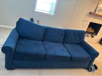 Navy Blue Velvet/Microfiber 3-Seater Sofa