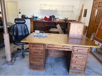 Complete oak computer desk set