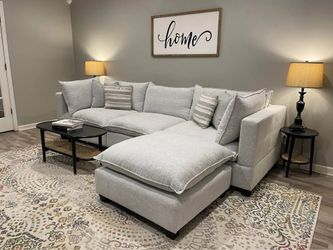 π Brand New Sky Cloud Modular Light Gray L-Shaped Sectional Sofa Couch with Chaise & Ottoman | Pickup or Delivery π