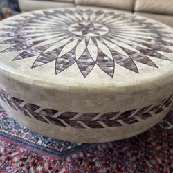 Exquisite mother of pearl inlay / wooden round table / mosaic coffee living room table 