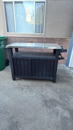 Keter Unity XL Outdoor Kitchen Cart & Prep Table with Stainless Steel Top