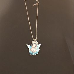 Cute Blue Snow Fairy Necklace