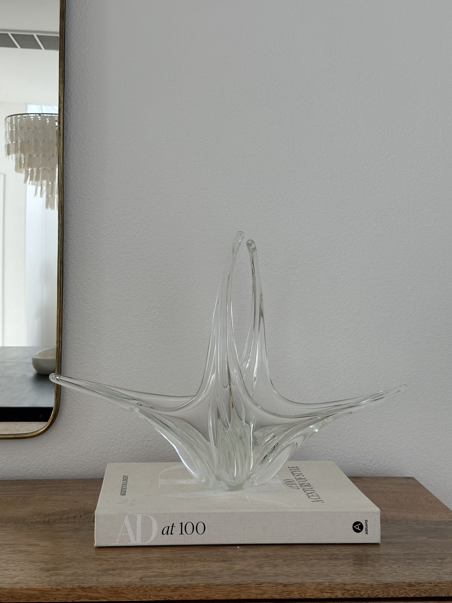 Vintage Clear Art Glass Sculptural Centerpiece Bowl – Mid-Century Murano Style