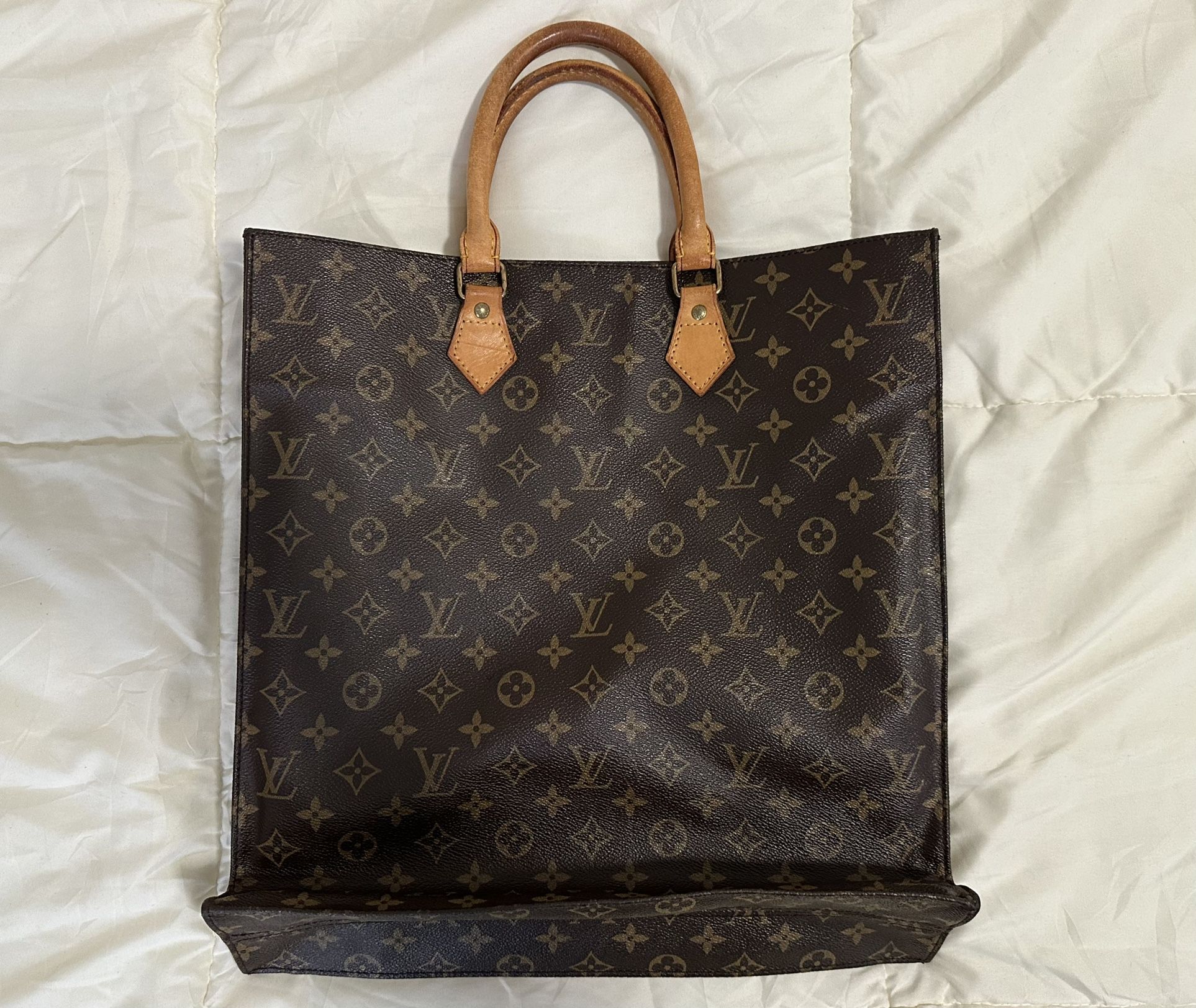 Louis Vuitton LV Used Sac Plat Flat Monogram Tote Bag