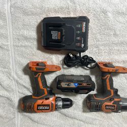 Ridgid 1/2” Impact Wrench, Drill, 3ah Battery & Charger 