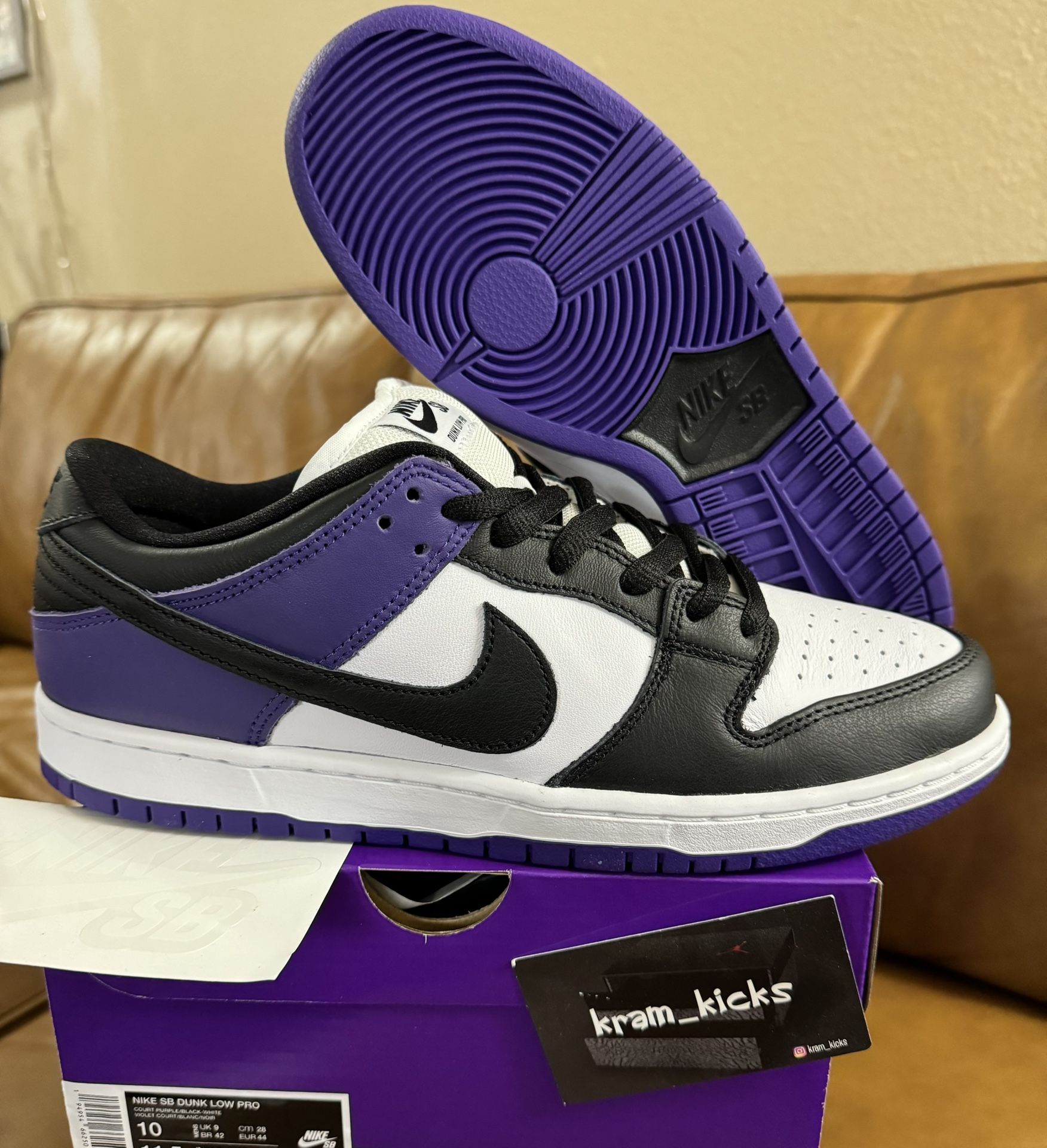 New* 2024 Nike SB Dunk Low Pro "Court Purple" MENS Size 10 US - DS OG All