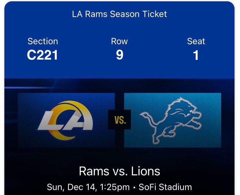 Rams vs Lions - Sun Dec 14