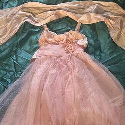 Kids Pink Formal Dress with Shawl