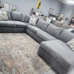U Shape Luxury Sectional Chaise Grey RF