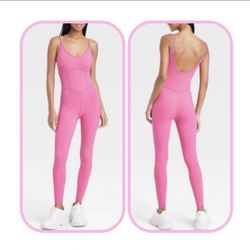 Joylab Corset Bodysuit One-Piece Athletic Active Workout Jumpsuit - Pink - XS