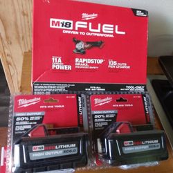 Milwaukee Grinder & Batteries 